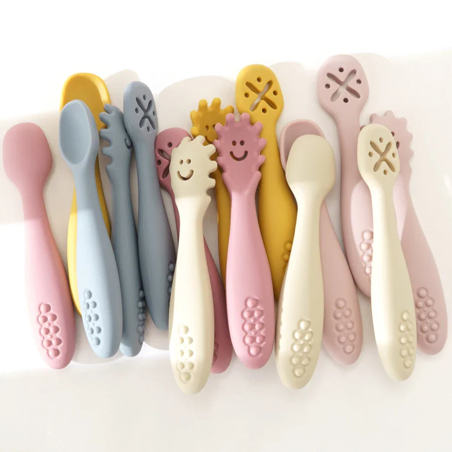 Baby 3PCS Silicone Spoon Fork Set
