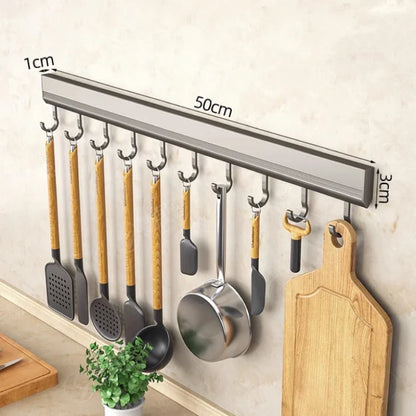 Kitchen Wall Mounted Drill-Free Hooks Rack