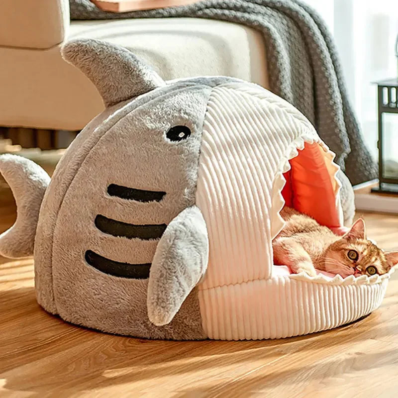 Cat Warm Cartoon Shark Cave Bed