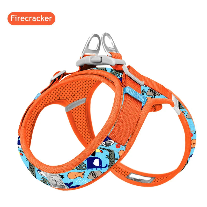 Dog Truelove Floral Printing Mesh Harness