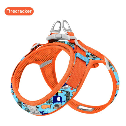 Dog Truelove Floral Printing Mesh Harness