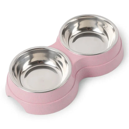 Pet Stainless Steel Double Food Water Bowl