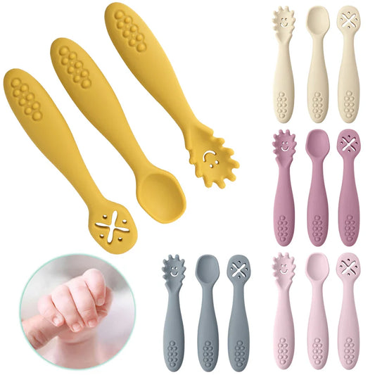 Baby 3PCS Silicone Spoon Fork Set