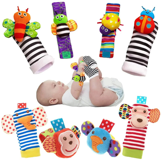 4pcs Baby Rattle Foot Finder Socks Toy