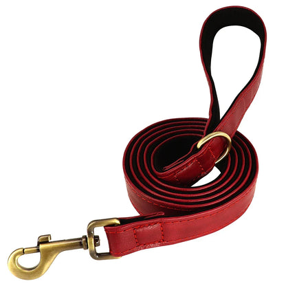 Dog Customized Leather Collar Leash Set