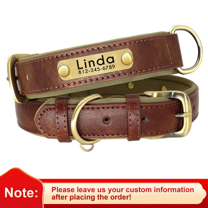 Dog Customized PU Leather Nameplate Collar