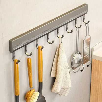 Kitchen Wall Mounted Drill-Free Hooks Rack