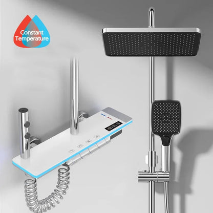 Lights Tempered Glass Bathroom Luxury Shower