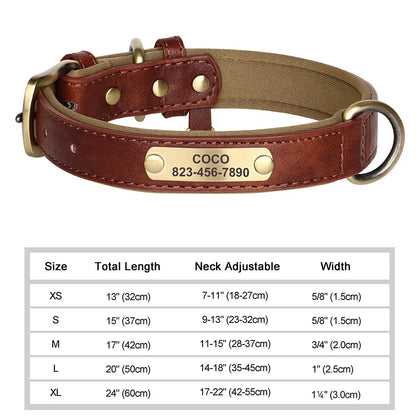 Dog Custom Engraved PU Leather Collar