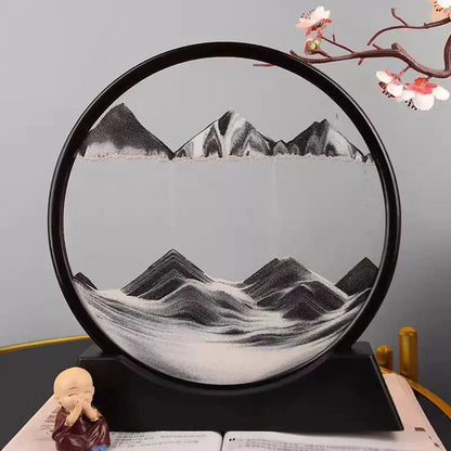 3D Moving Sand Art Picture Round Glass
