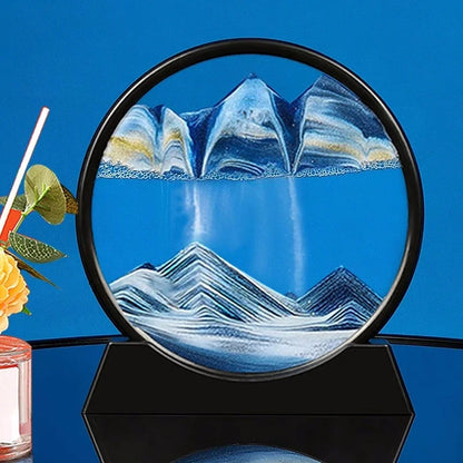 3D Moving Sand Art Picture Round Glass
