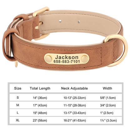 Dog Custom Engraved PU Leather Collar