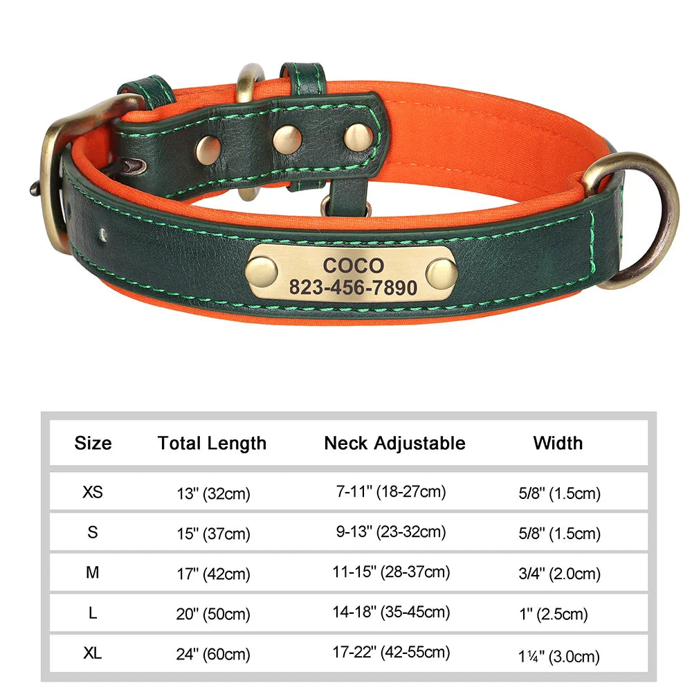 Dog Custom Engraved PU Leather Collar