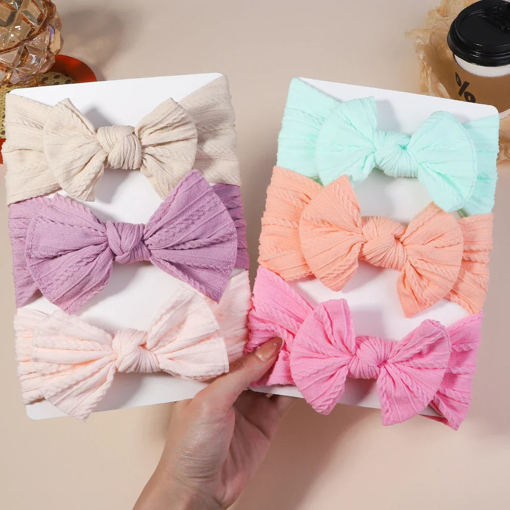 Girls  Cable Knit Turban Bows Headband