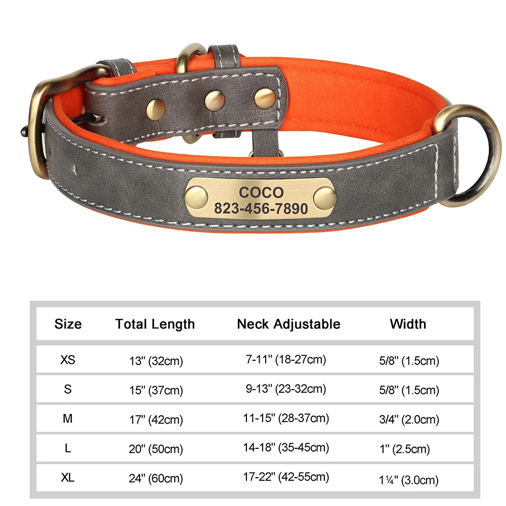 Dog Custom Engraved PU Leather Collar