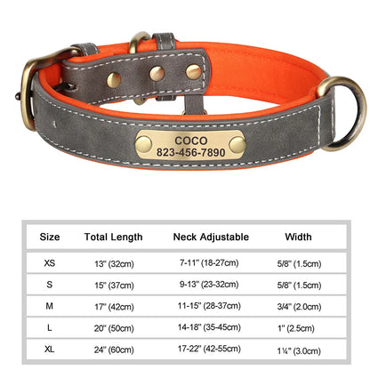 Dog Custom Engraved PU Leather Collar