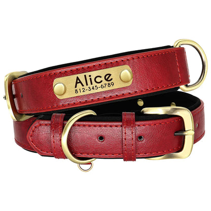 Dog Customized Leather Collar Leash Set