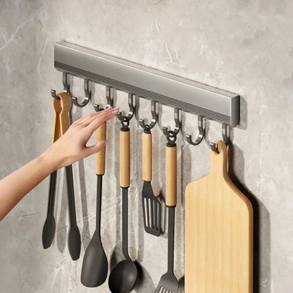 Kitchen Wall Mounted Drill-Free Hooks Rack