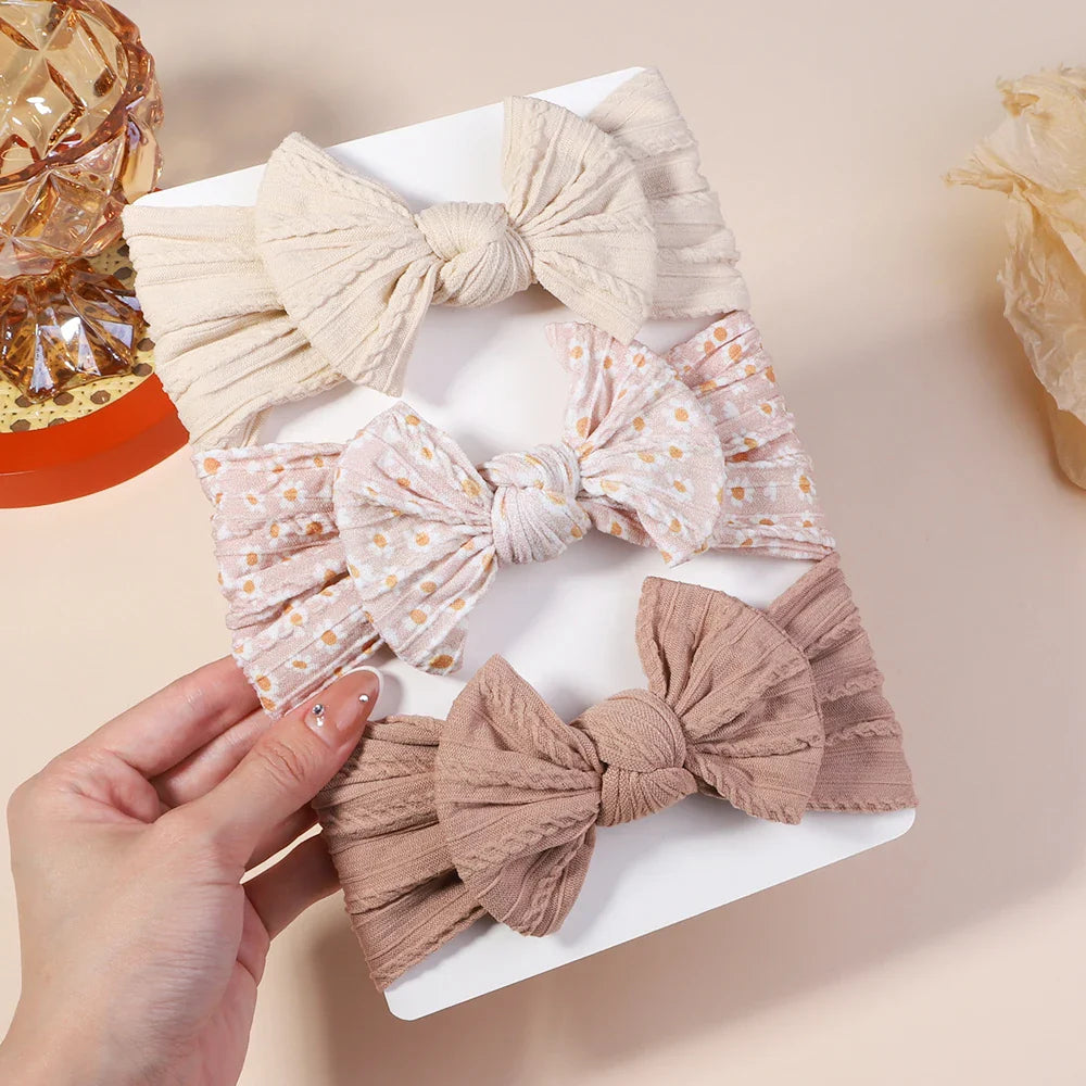 Girls  Cable Knit Turban Bows Headband