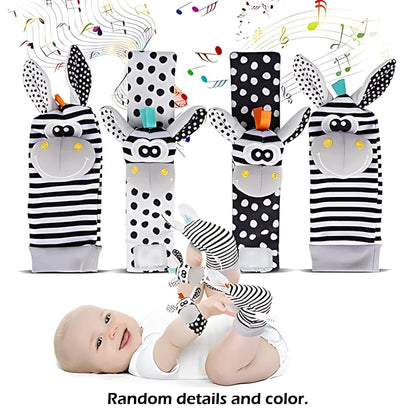 4pcs Baby Rattle Foot Finder Socks Toy