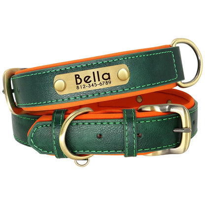 Dog Customized Leather Collar Leash Set