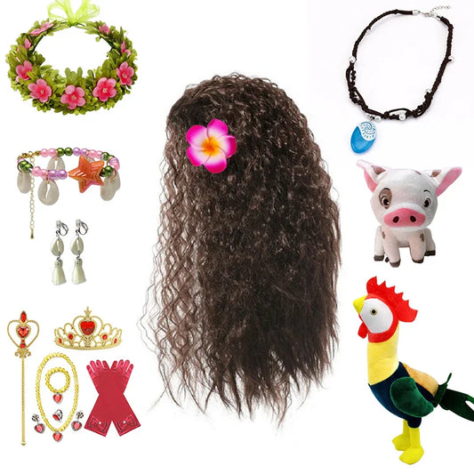 Gilrs Necklace Flower Clip Dress Up Set