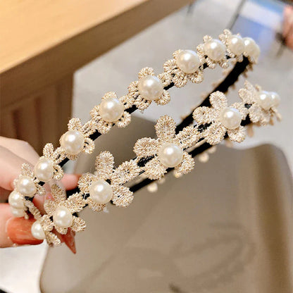 Kids Non-Slip Hair Pearl Flower Hairbands