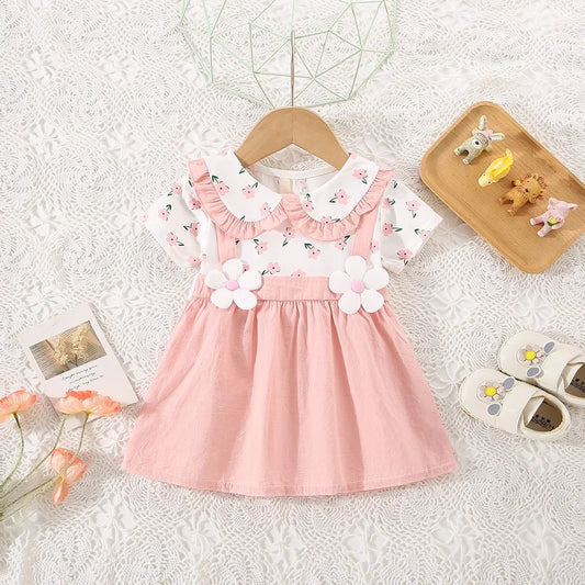 Baby Flower Two-Piece Shoulder Strap Dress