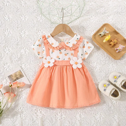 Baby Flower Two-Piece Shoulder Strap Dress