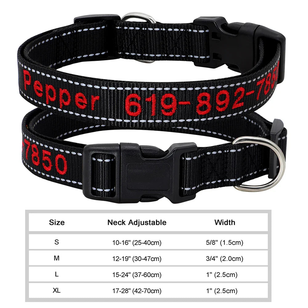 Dog Adjustable Nylon Embroidered Collar
