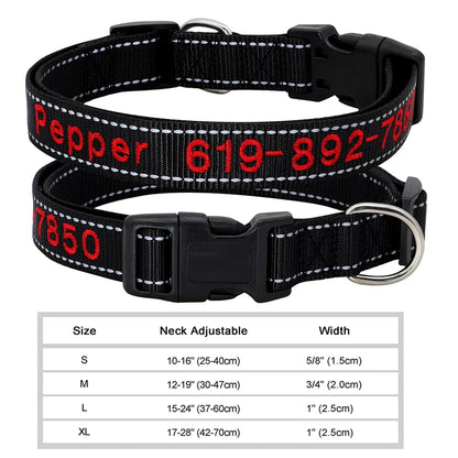 Dog Adjustable Nylon Embroidered Collar