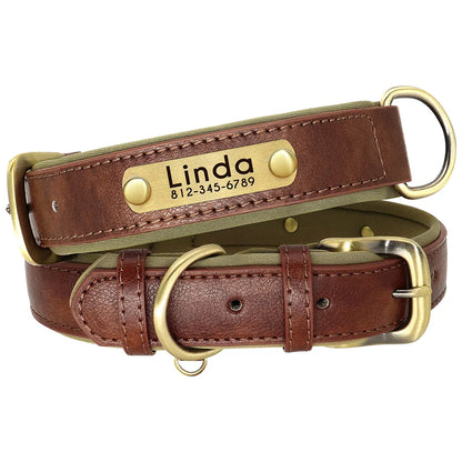 Dog Customized Leather Collar Leash Set