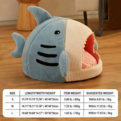 Cat Warm Cartoon Shark Cave Bed