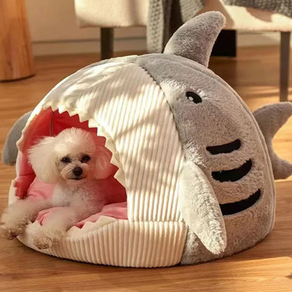 Cat Warm Cartoon Shark Cave Bed