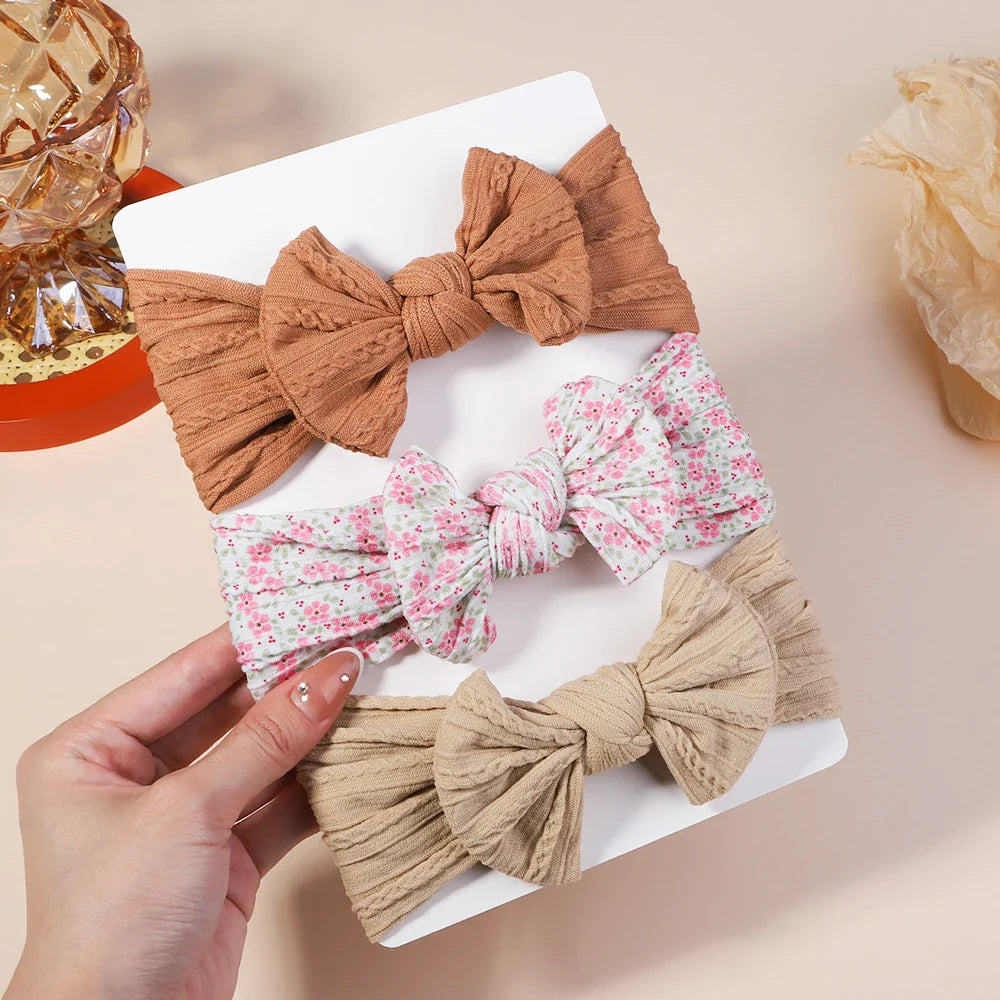 Girls  Cable Knit Turban Bows Headband