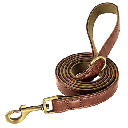 Dog Customized Leather Collar Leash Set