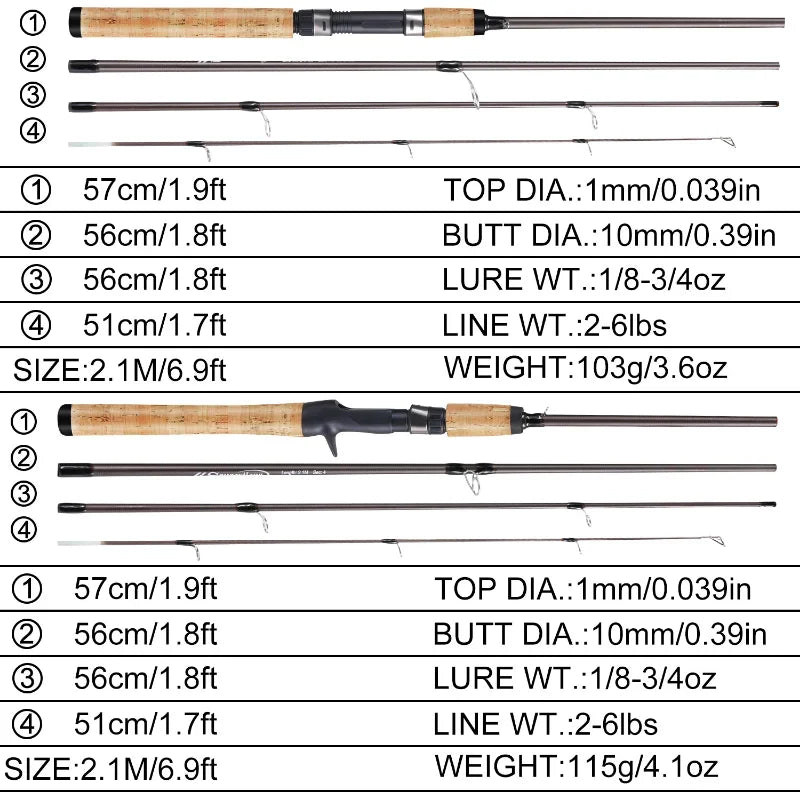 Ultra Light Wooden Handle Spinning Rod