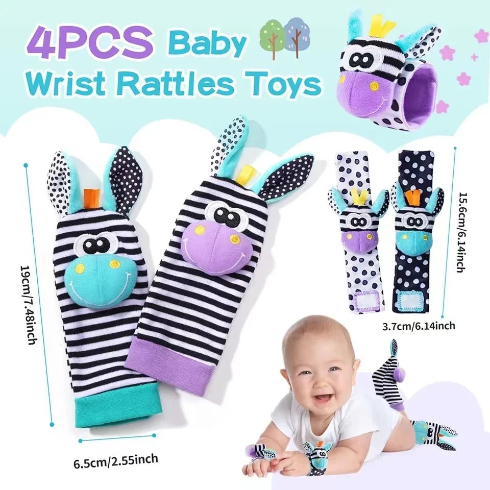 4pcs Baby Rattle Foot Finder Socks Toy