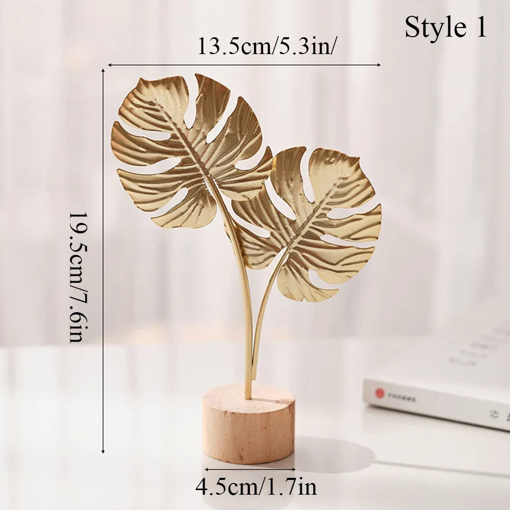 Living Room Decor Nordic Gold Ginkgo Leaf Craft