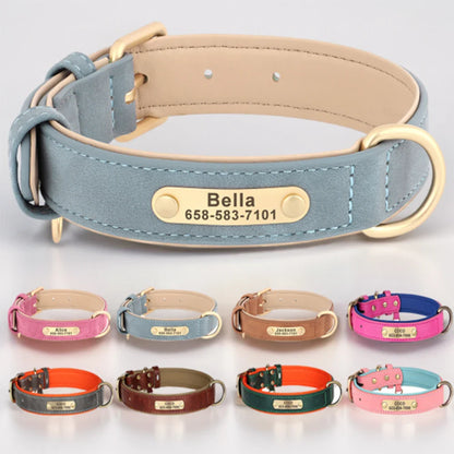 Dog Custom Engraved PU Leather Collar