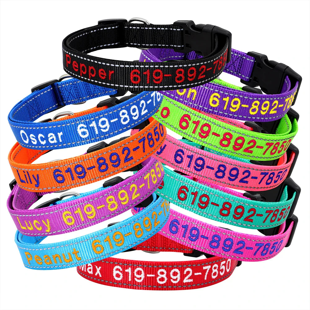 Dog Adjustable Nylon Embroidered Collar