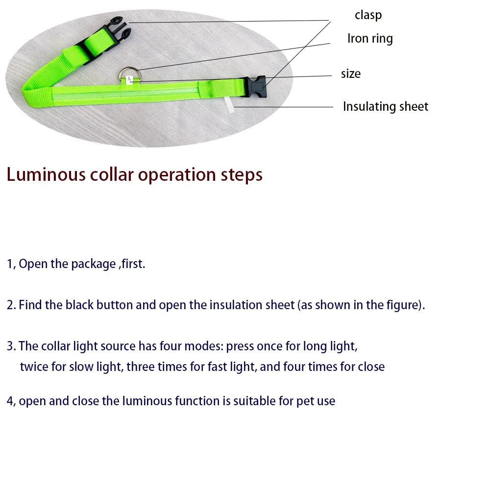 Dog Nylon LED Night Safety Flashing Collar