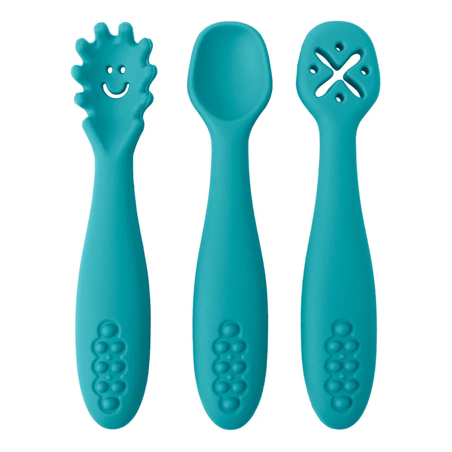 Baby 3PCS Silicone Spoon Fork Set