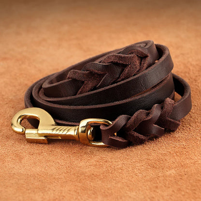 Dog Genuine Leather  Collar Leash Set