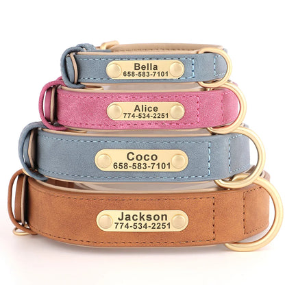 Dog Custom Engraved PU Leather Collar