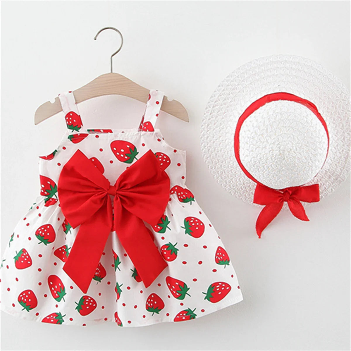Girl Hanging Strawberry Print Dress