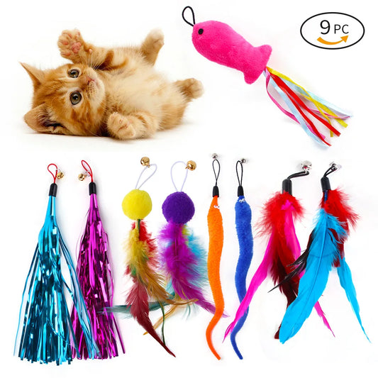 Cat Feather Replacement Head Funny Stick Toy