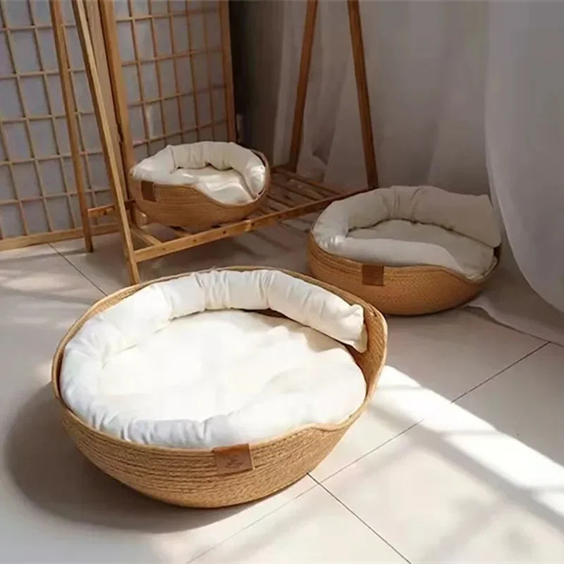 Cat Sofa Handmade Bamboo Weaving Mat Bed