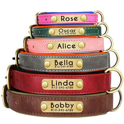 Dog Customized Leather Collar Leash Set
