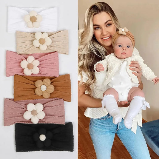 Baby Soft Elastic  Flower Nylon Hairband